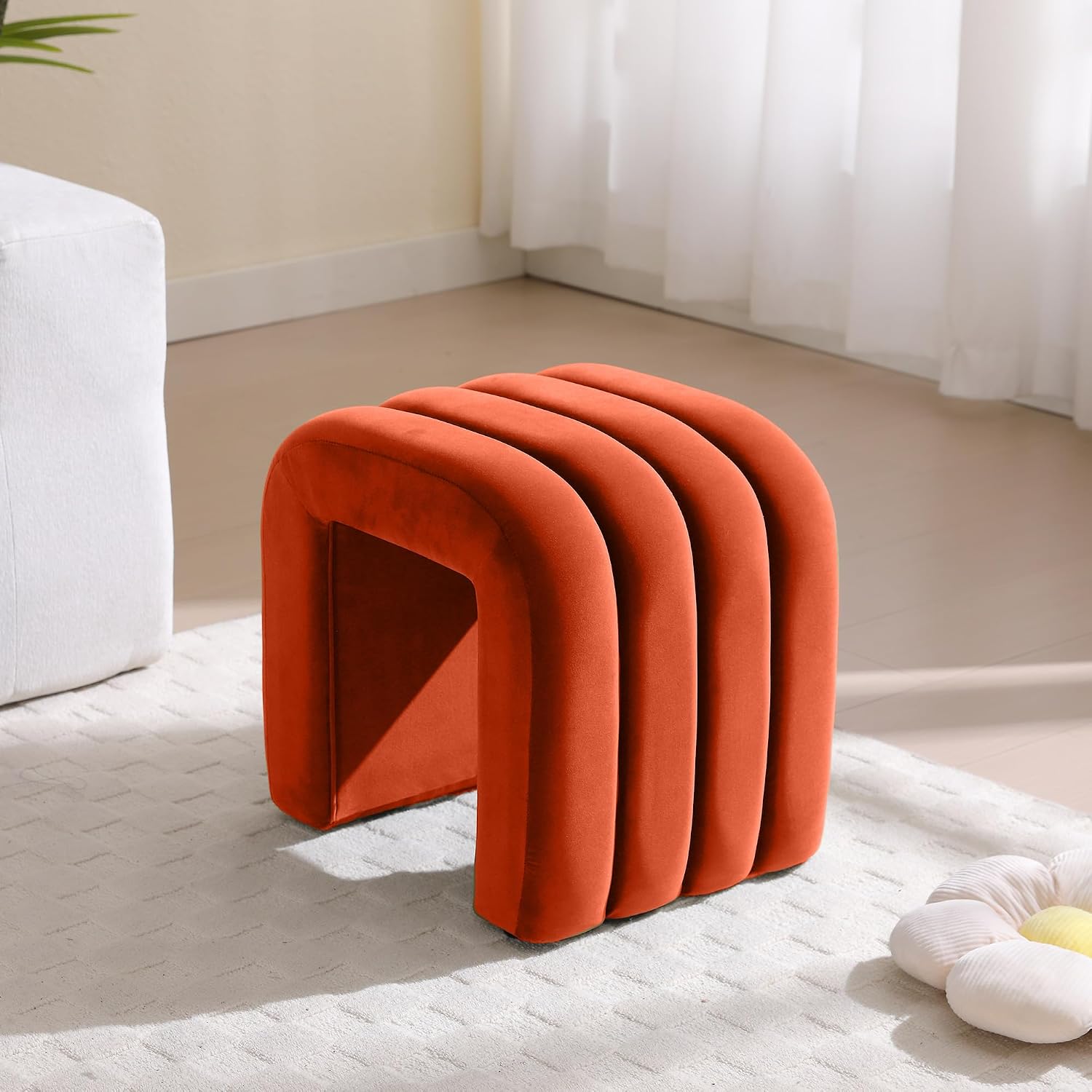 Velvet Pouf Ottoman Stool 18 I - Makeup review and price