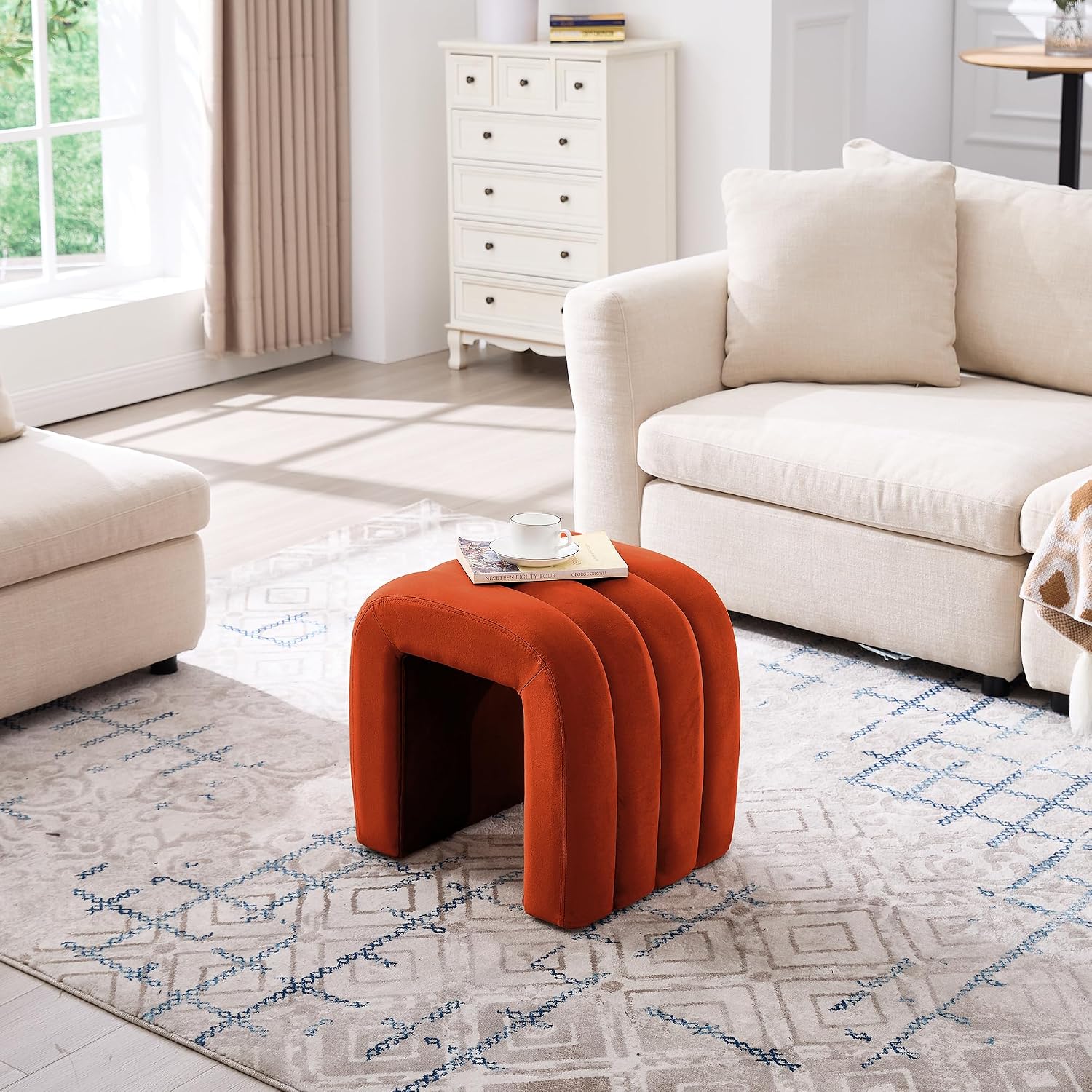 Velvet Pouf Ottoman Stool 18 I - Makeup review and price